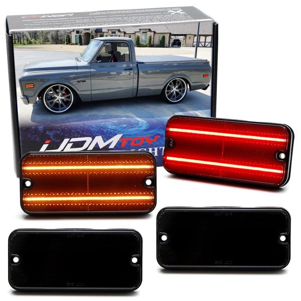 【並行輸入品】 iJDMTOY Black Out Smoked Lens Amber/Red Do...