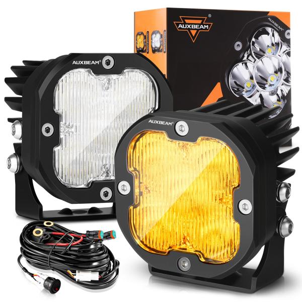 Auxbeam LED ポッド 3インチ 80W アンバー フォグライト 9600LM 120° 広...