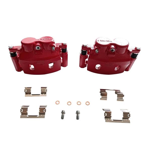 Pair Front Disc Brake Caliper High Temp Red Powder...