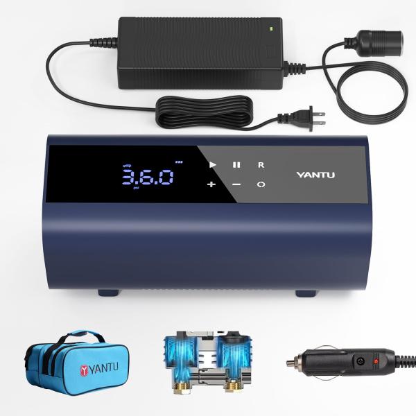 YANTU 120W/10A/AC Portable Tire Inflator,Dual Cyli...
