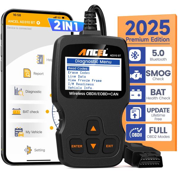 ANCEL AD310BT OBD2 Scanner Diagnostic Tool, Car Co...