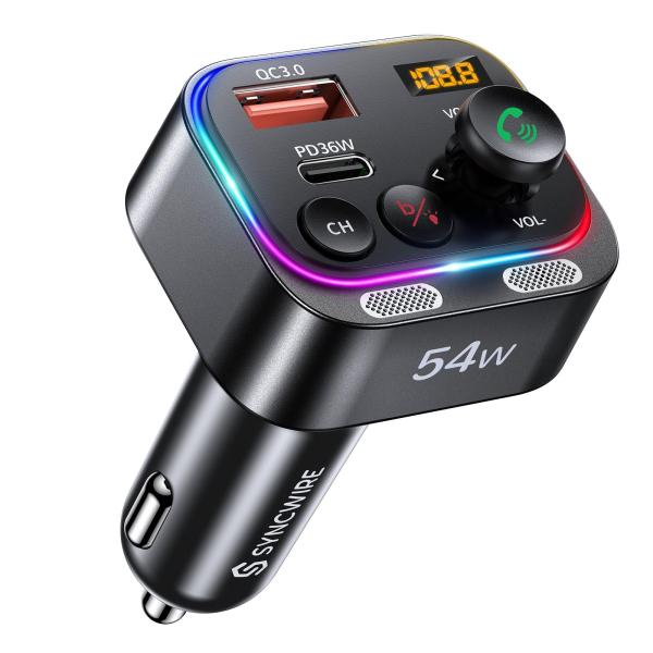 Syncwire Bluetooth 5.4 FM Transmitter Car Adapter ...