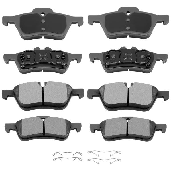 AUTOMUTO 8PCS Front &amp; Rear Ceramic Disc Brake Pads...