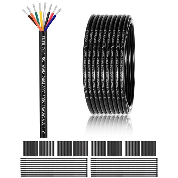 【並行輸入品】 18 Gauge 8 Conductor Electrical Wire 100FT...