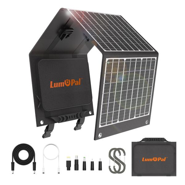 【並行輸入品】LUMOPAL ポータブルソーラーパネル 40W 折りたたみ式ソーラーパネル USB ...