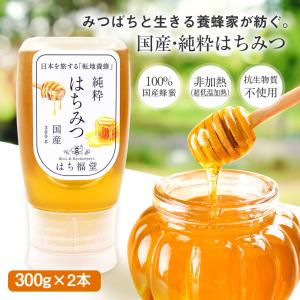 はちみつ 蜂蜜 国産 ハチミツ 純粋 非加熱 2本セット 百花蜂蜜 転地養蜂 百花蜜 抗生物質不使用 百花はちみつ レンゲ 菜の花 300g ボトル 日本産 はち福堂
