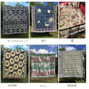 アンティーク柄 民族 ブランケット：150X190cm 大判 年中使用できる