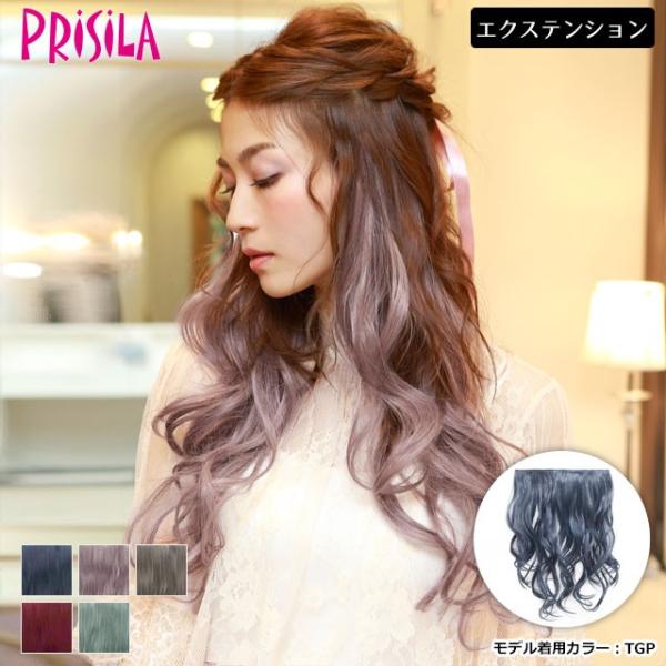 エクステンション ウィッグ プリシラTX-26 めちゃ楽カラーエクステ リラックスカール メッシュ ...