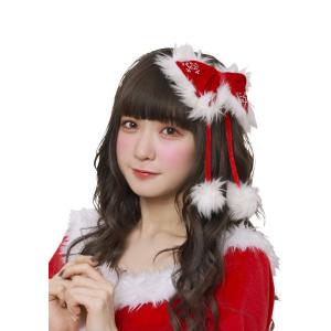 クリスマス コスプレ クリスマス仮装グッズ ヘアアクセサリー クリスタルリボンピンレッド｜wigland