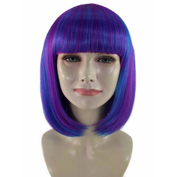 Wigs2you 仮装 ウィッグ H-5350 ショート ボブ マルチカラー 紫 青 フルウィッグ ...