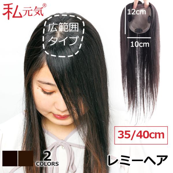 若見え レミーヘア 【大面積 10×12cm】人毛 部分ウィッグ 35cm 40cm ヘアピース か...