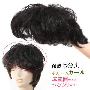 ウィッグ 耐熱　ヘアピース　ミセス　かつら　部分ウィッグ　カール　パーマ　送料無料　七分丈ウィッグ　sp300｜wigwigrunes