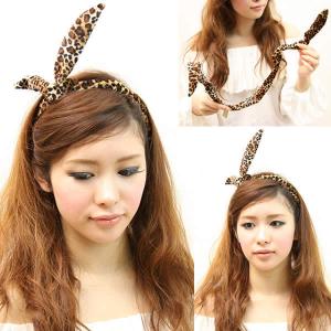 ヒョウ レオパードトラ カチューシャ とら カチューム 耳 みみ ワイヤー 動物柄 アニマル柄 干支 寅年 hyou wire-leo