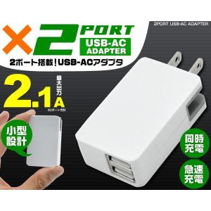 充電器+ケーブルのセット　小型USB2ポート　2100mA　Nintendo
