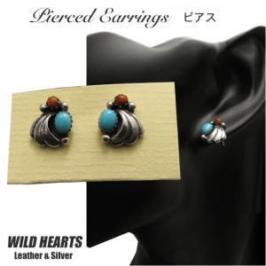 シルバーピアス インディアンジュエリースタイル シルバー925 ターコイズ  (ID se3830)｜wild-hearts