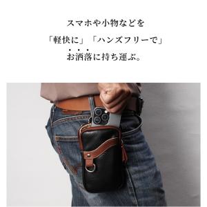 本革 ベルトポーチ ミニ ウエストポーチ レザ...の詳細画像3