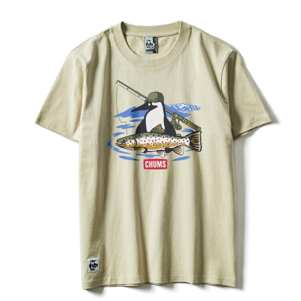 【数量限定 特価】 ジョインター×チャムス　フィッシングTシャツ　ブラウントラウト　M【グレージュ】...