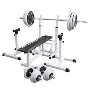 フォールディングジムセット 白ラバー140kg / 筋トレ 器具 ベンチプレス 自宅 ワイルドフィット