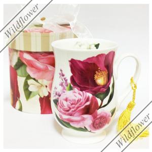 薔薇 ふさ付き マグカップ　ピンクローズ/椿/薔薇雑貨,猫雑貨,かわいい雑貨のワイルドフラワー