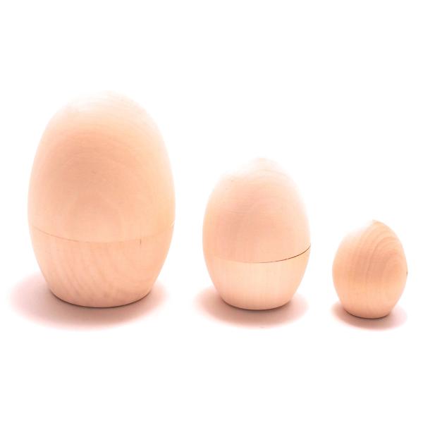 白木マトリョーシカ ３個組 たまご型 [ロシア製]