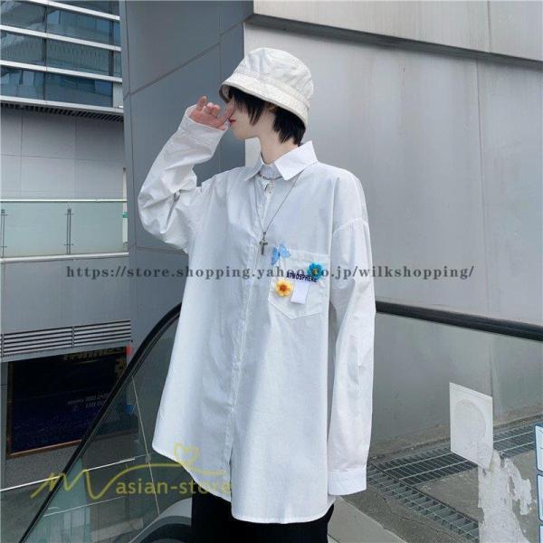 シャツ 白シャツ 長袖 トップス カジュアルシャツ シンプル ロング丈 前開き  お出かけ 着回し ...