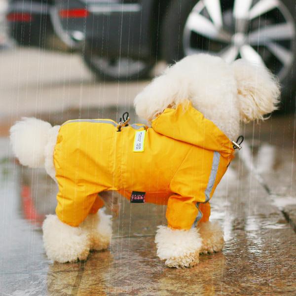 犬用レインコート ドッグウェア 雨具 小型犬 中型犬 カッパ レインウェア 防水 反射テープ付き 袖...