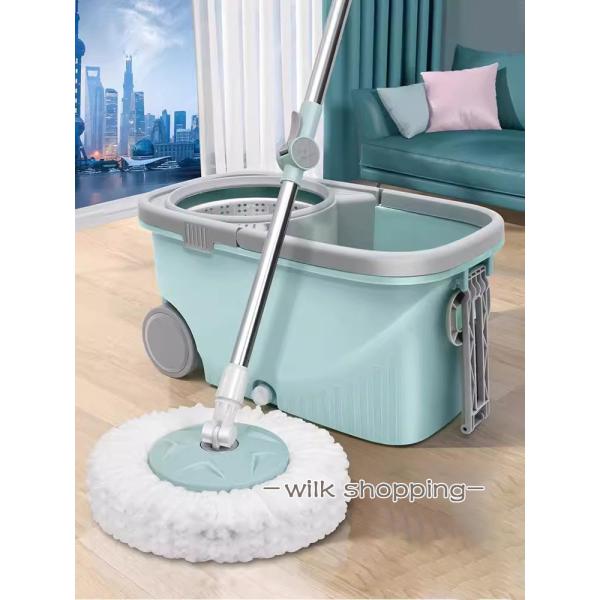 回転モップ スピンモップ 洗浄二槽式 脱水 バケツ 水切り 耐久性 分離式 便利 手軽 掃除 掃除用...