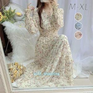 ワンピース 夏秋 レディース ワンピース 花柄長袖 ワンピース 気品きれいめ 花柄ワンピース きれいめ リゾート シフォン フェミニン 上品 ワンピスター