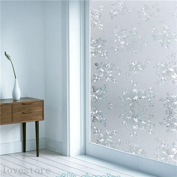 断熱シート 暑さ対策 牡丹柄 3D効果 目隠しフィルム 水で接着 窓用 貼ってはがせる uvカット ...