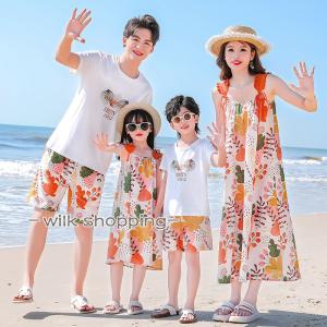 大人用 サラダキッズ 韓国親子ペアルック ビーチ ワンピース 2点上下
