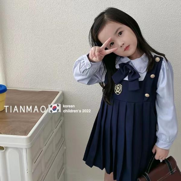子供服 ワンピース 女の子 子供ドレス ピアノ 発表会 結婚式 韓国子供服 秋服 長袖 シャツワンピ...