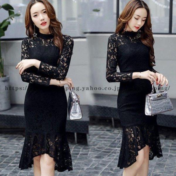 パーティードレス マーメイドドレス 結婚式 お呼ばれドレス 二次会 黒 韓国 フォーマル ワンピース...