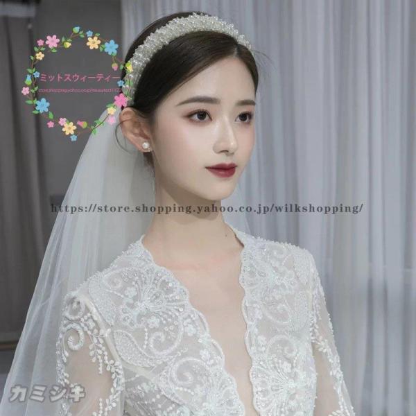 花嫁 カチューシャ 結婚式 ヘッドドレス ウエディング 髪飾り 発表会 二次会 パーティー パール ...