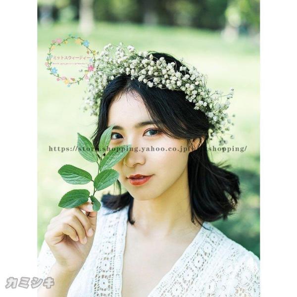 花冠 ウェディング ヘッドドレス かすみ草 カスミソウ 花かんむり 花輪 造花 髪飾り 花嫁 二次会...