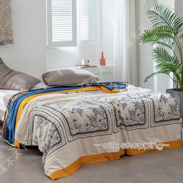 ガーゼケット 夏布団 ダブル セミダブル チェック柄 民族柄 北欧 冷房対策 タオルケット 5重ガー...