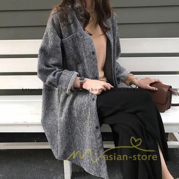 シャツ レディース ロングシャツ 秋服 長袖 トップス コーデュロイシャツ 羽織り カーディガン 2...