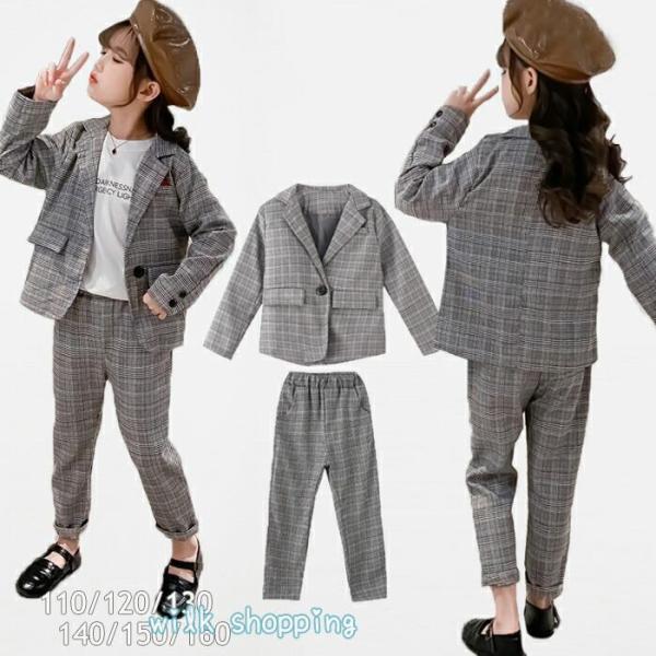 子供服 フォーマル 女の子 スーツ 2点セット ジャケット パンツ 入学式 卒業式スーツ ジュニア ...