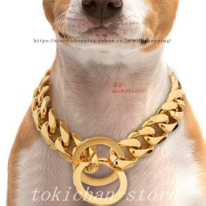 ステンレス2面喜平 犬用首輪 犬用首輪 ドッグ 喜平 チェーン ゴールド ステンレス ペット