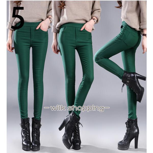 パンツ レディース 春 ボトムス スキニー レギンスパンツ 脚長美脚 裏起毛カラフル ストレッチ抜群...