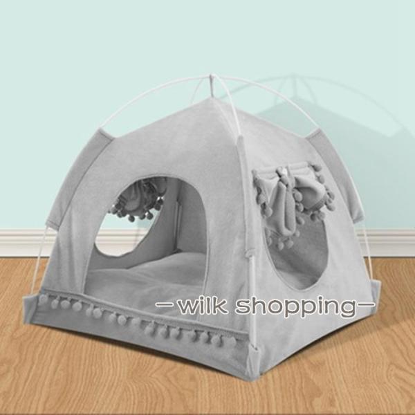 ペットハウス ドーム型 ペットベッド 猫 小型犬用 折り畳み 洗える テント クッション 犬小屋 犬...