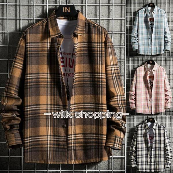 シャツ チェックシャツ メンズ レディース ネルシャツ トップス 長袖 カジュアルシャツ 秋服 秋物