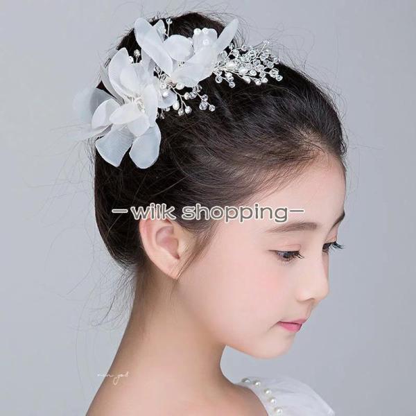 ヘッドドレス 子供 ヘアクリップ フラワークリップ 子供ヘアアクセサリー ピアノ発表会 子供髪飾り ...