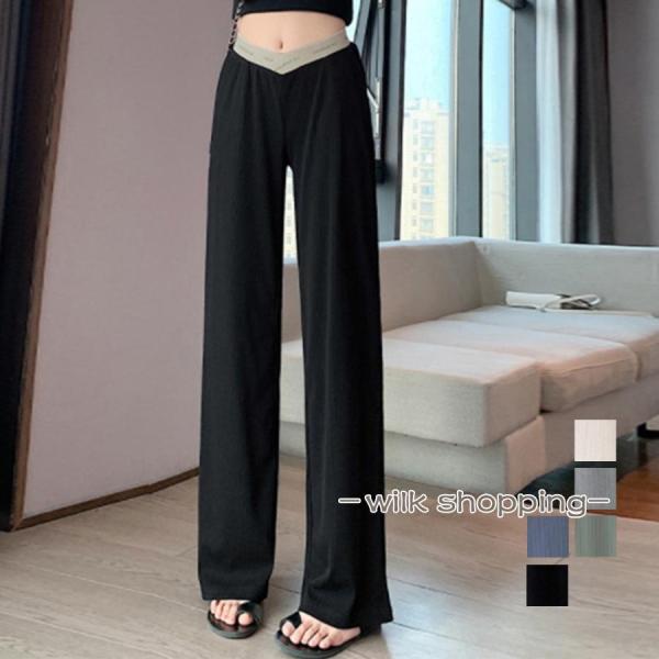 マタニティパンツローウエストワイドパンツ