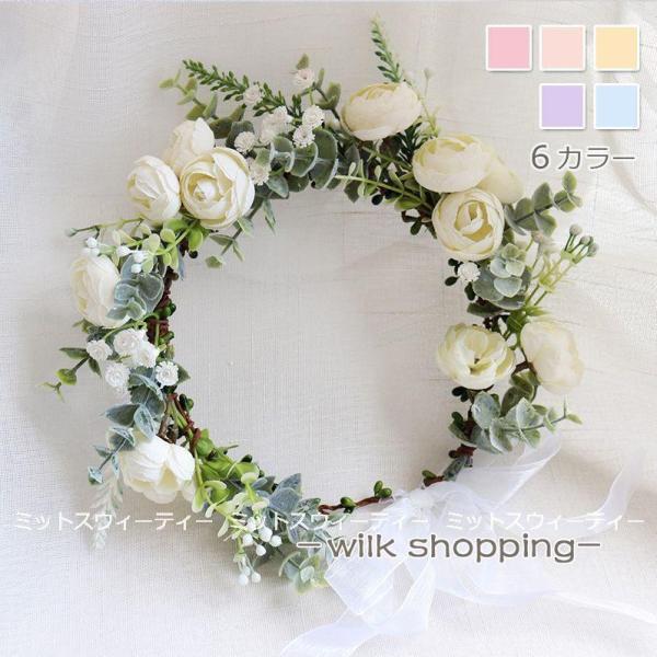 花冠 6色 サイズオーダー可 ウェディング ブライダル 花かんむり 結婚式 花冠 花嫁 演奏会 前撮...