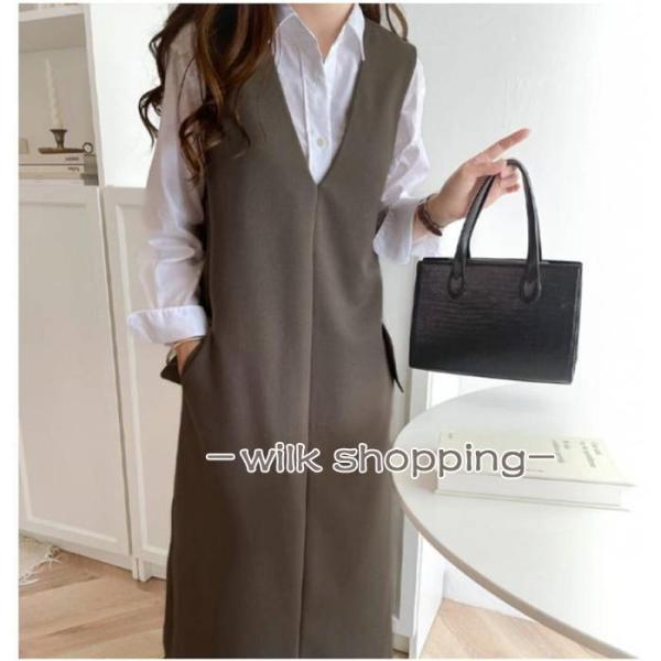 ワンピース レディース バックスリット ロングワンピース 深い Vネック マキシワンピース シンプル...