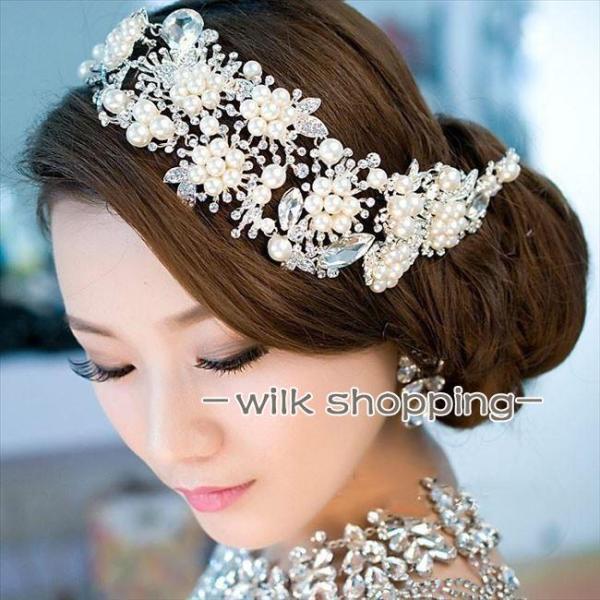 ヘッドドレス 髪飾り ヘアアクセサリー パール 花 フォーマル ブライダル お呼ばれ レディース ヘ...