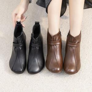 ショートブーツ レディース ブーティ チャンキーヒール ブーツ 秋新作 可愛い ブーティー 森ガール PU シューズ ヒール5.5cm オフィス 秋 冬