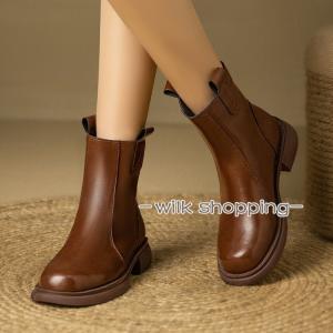 ショートブーツ レディース セール レトロ ヒール 太ヒール おしゃれ 歩きやすい 大 履きやすい シンプル 楽ちん 靴 美脚