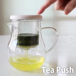 ティーポット 耐熱ガラス製 茶こし付き ワンプッシュ抽出
