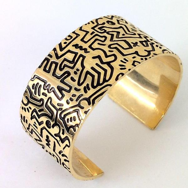 キース・ヘリング Keith Haring カフ　バングル　ゴールドカラー
